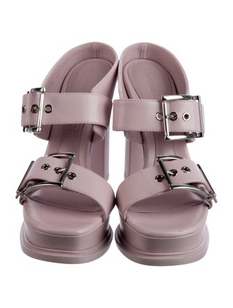 Alexander McQueen Leather T-Strap Sandals