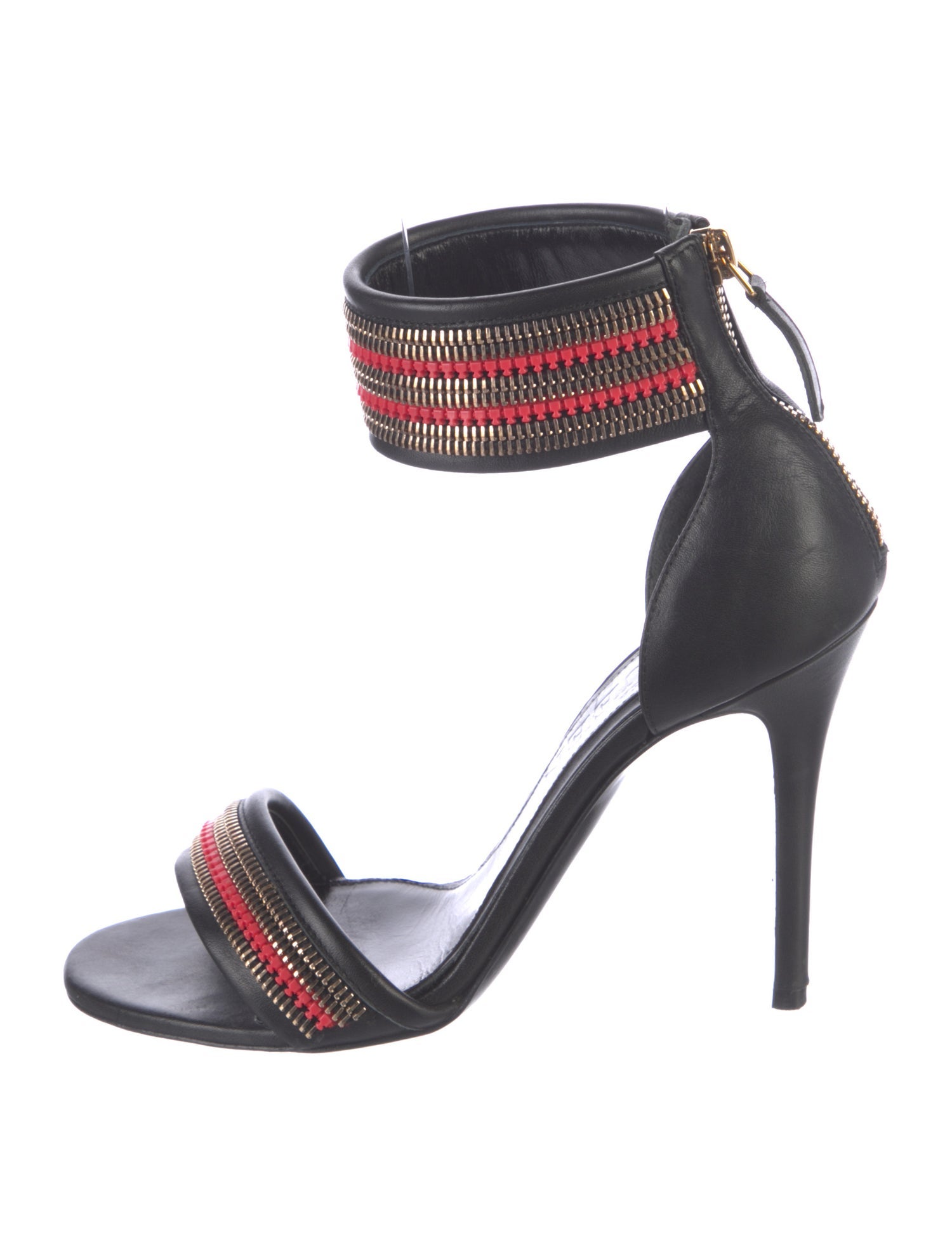 Alexander McQueen Leather Striped Sandals