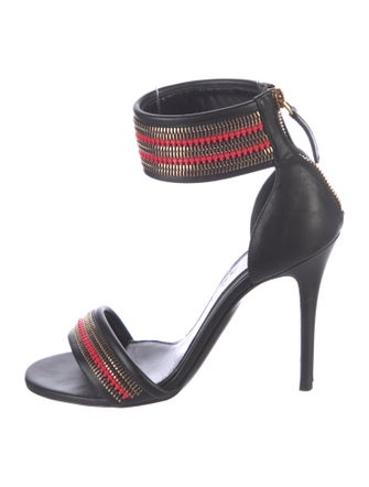 Alexander McQueen Leather Striped Sandals