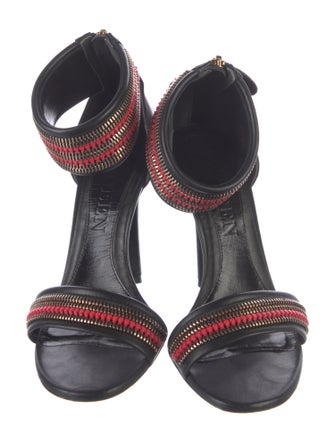 Alexander McQueen Leather Striped Sandals