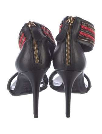 Alexander McQueen Leather Striped Sandals