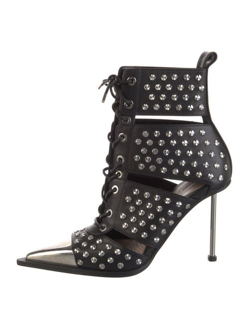 Alexander McQueen Leather Polka Dot Print Lace-Up Boots