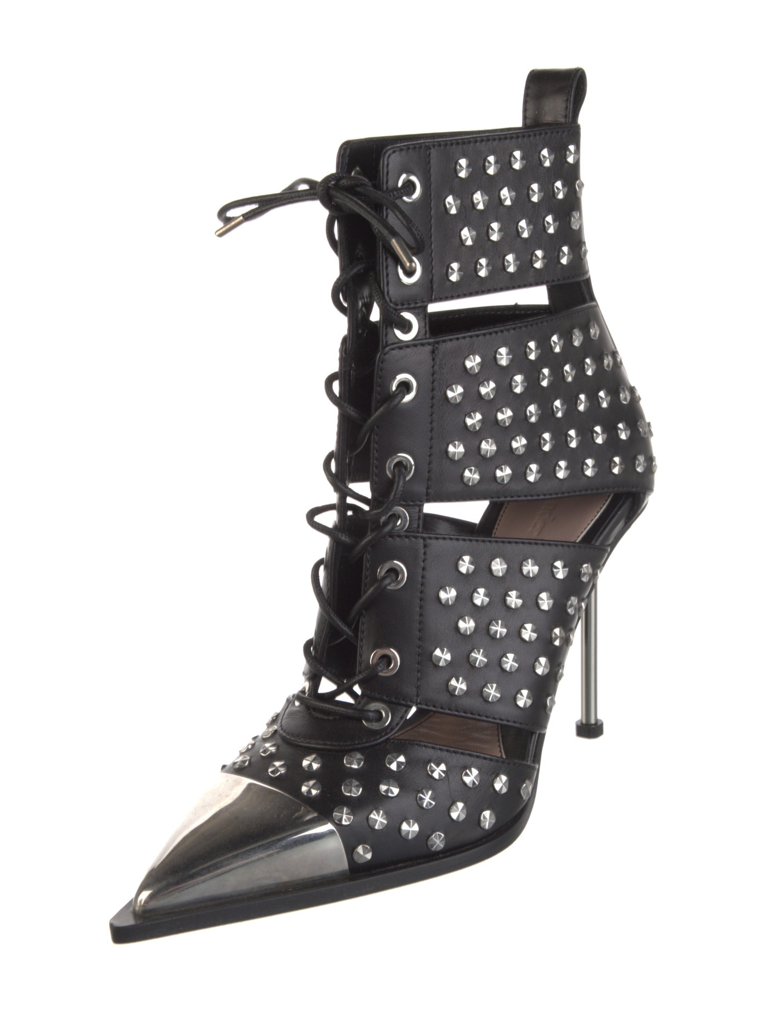 Alexander McQueen Leather Polka Dot Print Lace-Up Boots