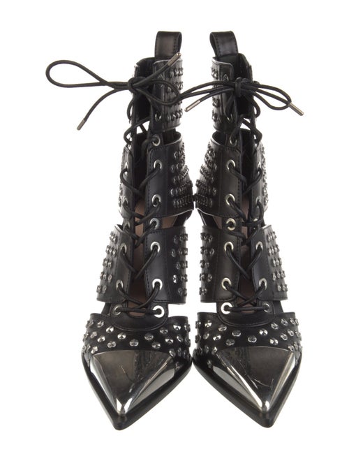 Alexander McQueen Leather Polka Dot Print Lace-Up Boots