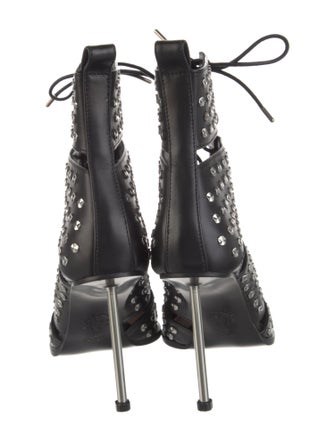 Alexander McQueen Leather Polka Dot Print Lace-Up Boots