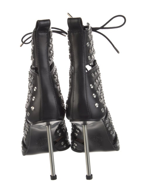 Alexander McQueen Leather Polka Dot Print Lace-Up Boots