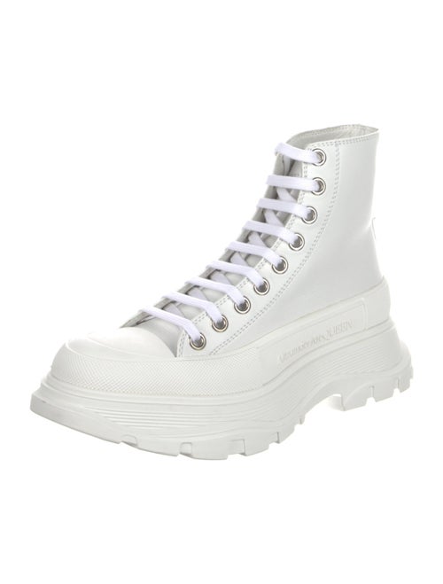 Alexander McQueen Leather Animal Print Combat Boots