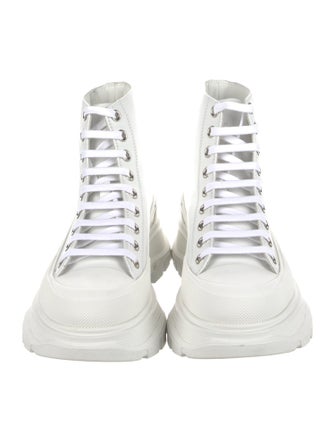 Alexander McQueen Leather Animal Print Combat Boots