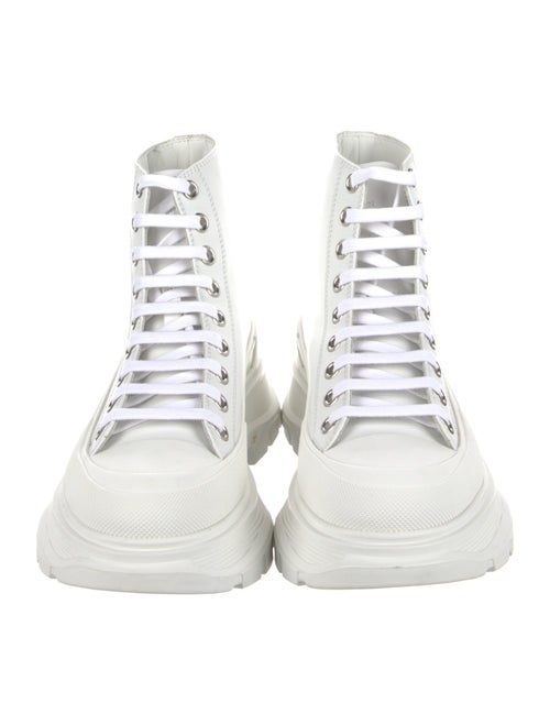 Alexander McQueen Leather Animal Print Combat Boots