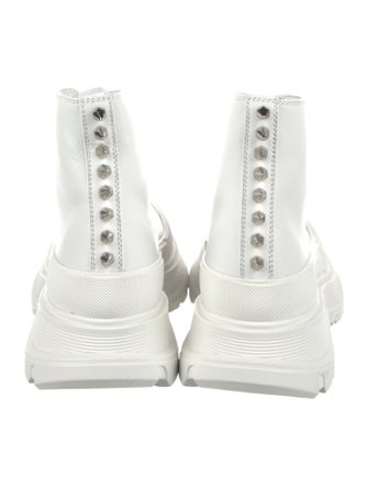 Alexander McQueen Leather Animal Print Combat Boots