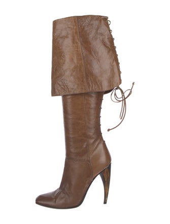 Alexander McQueen Leather Lace-Up Boots