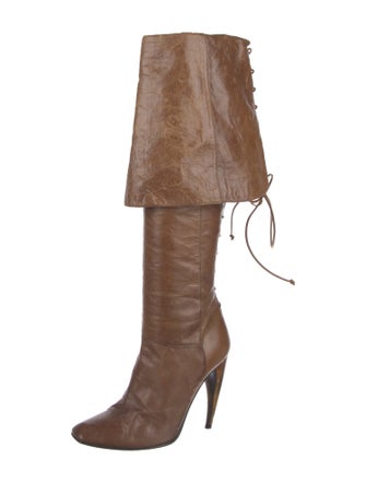 Alexander McQueen Leather Lace-Up Boots