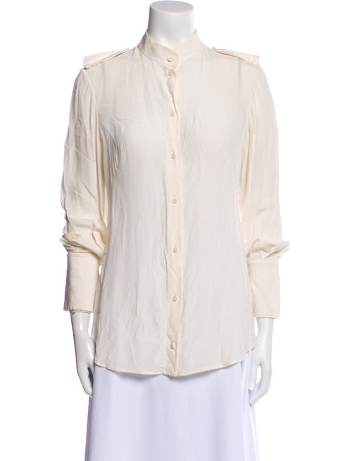 Alexander McQueen Silk Three-Quarter Sleeve Button-Up Top