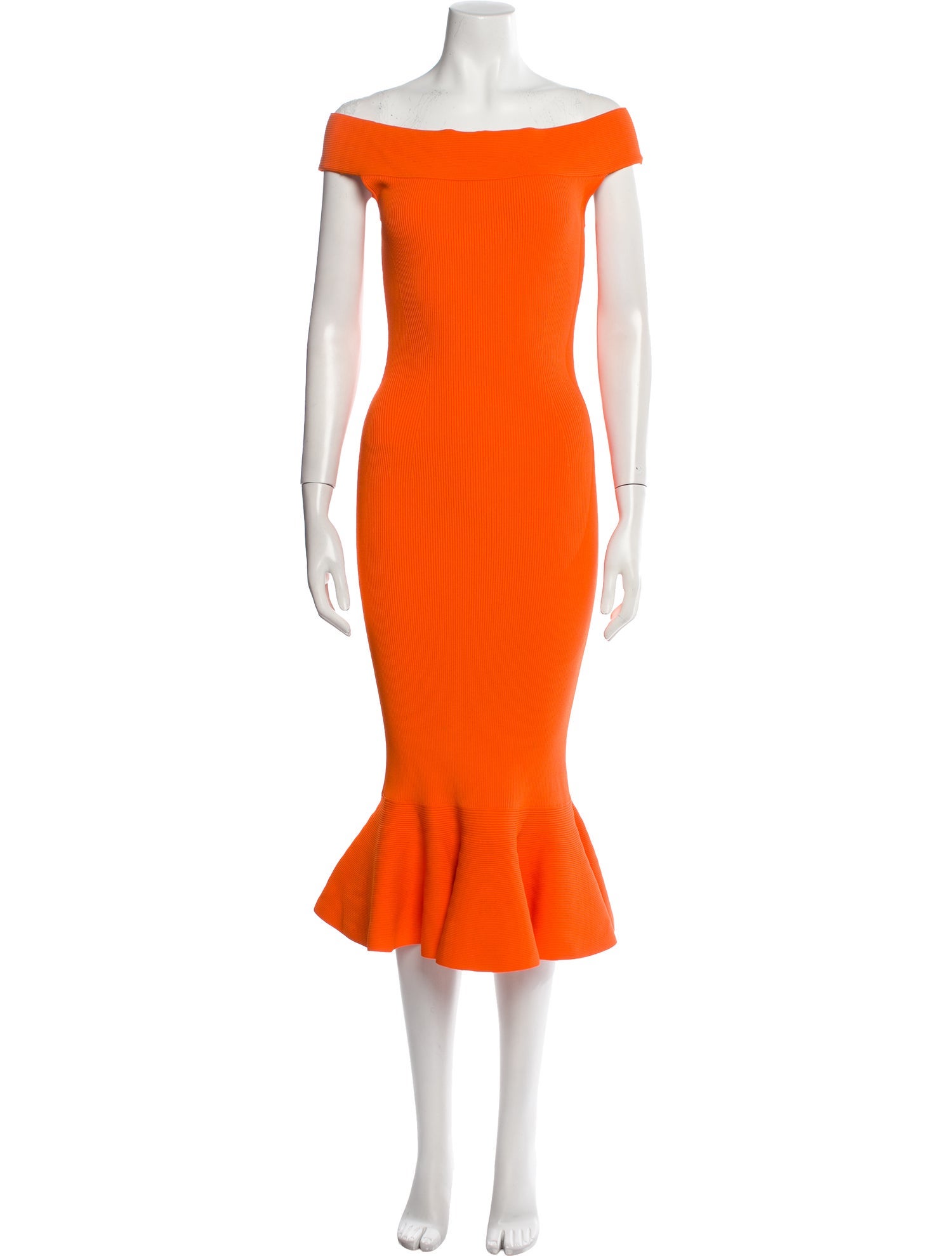 Alexander McQueen Off-The-Shoulder Midi Length Dress