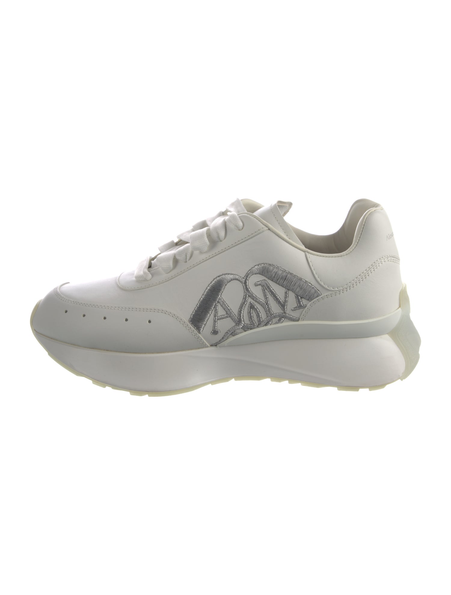 Alexander McQueen Leather Embroidered Accent Sneakers