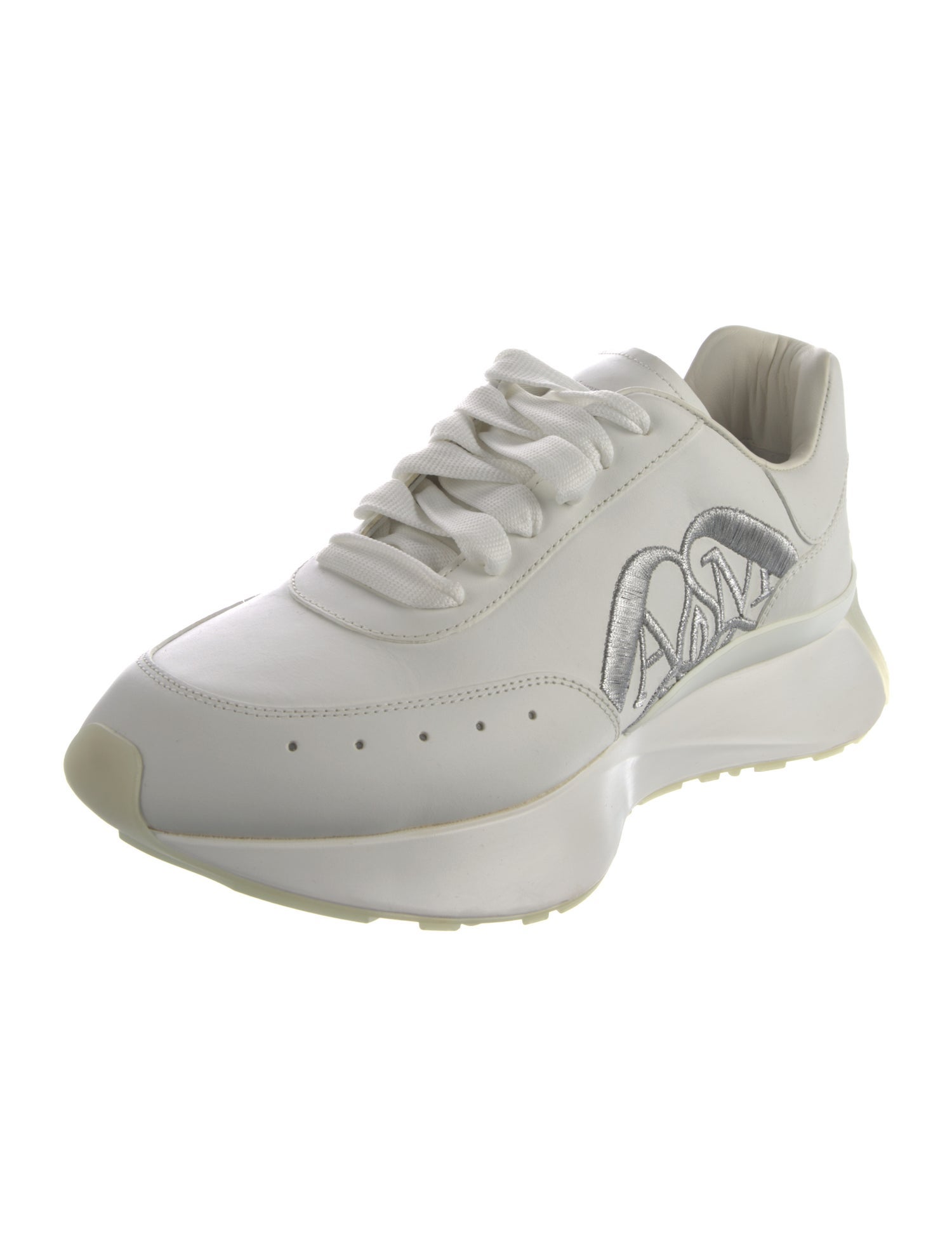 Alexander McQueen Leather Embroidered Accent Sneakers