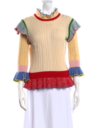 Alexander McQueen Wool Colorblock Pattern Sweater