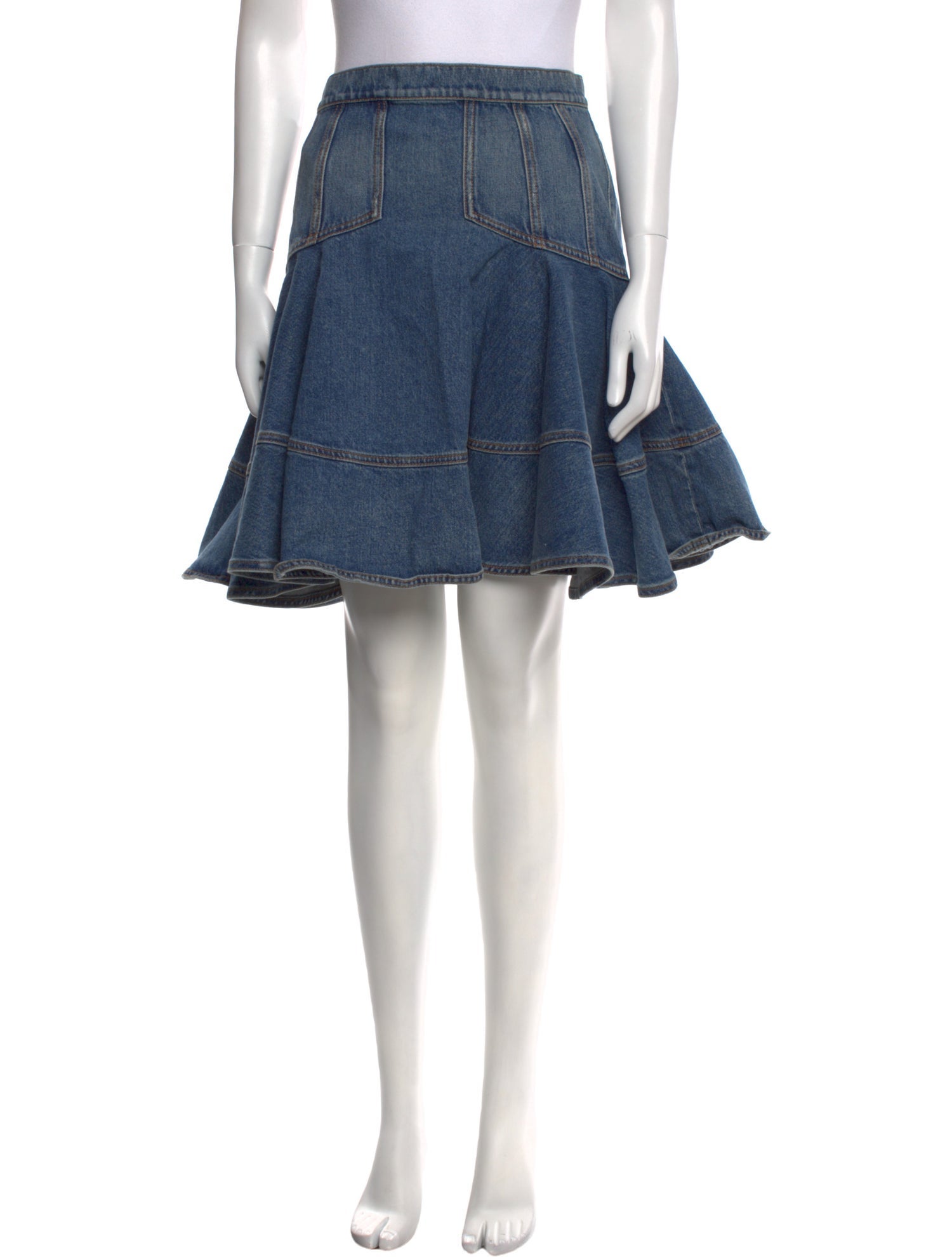 Alexander McQueen Leather Trim Embellishment Knee-Length Skirt