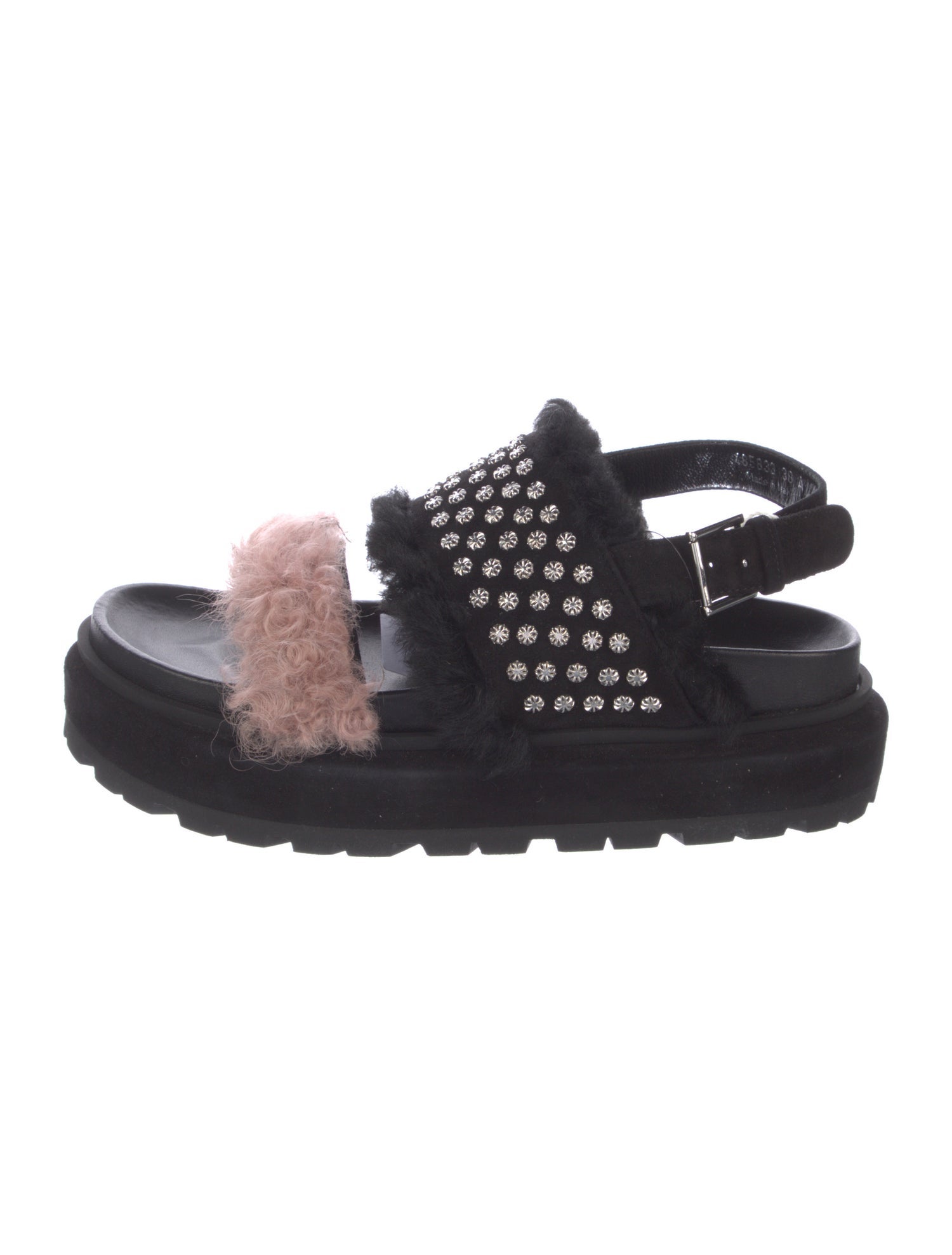 Alexander McQueen Leather Fur Trim Slingback Sandals