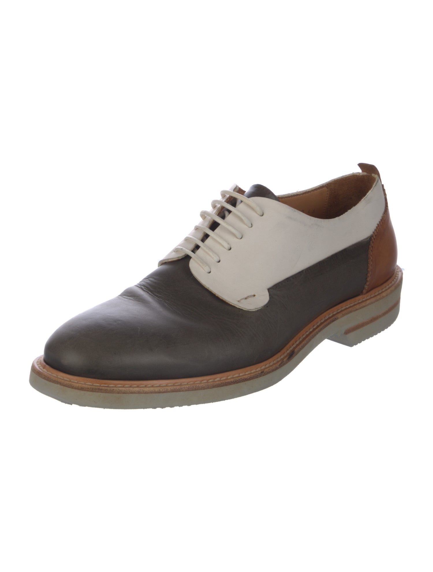 Alexander McQueen Leather Colorblock Pattern Oxfords