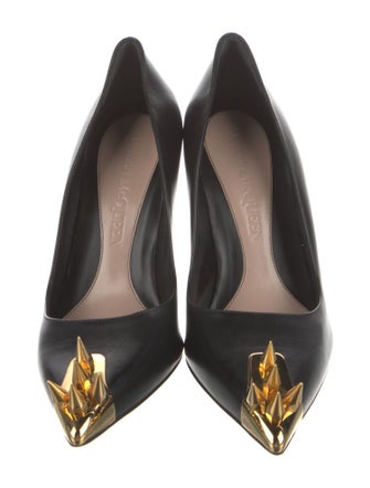 Alexander McQueen Leather Colorblock Pattern Pumps