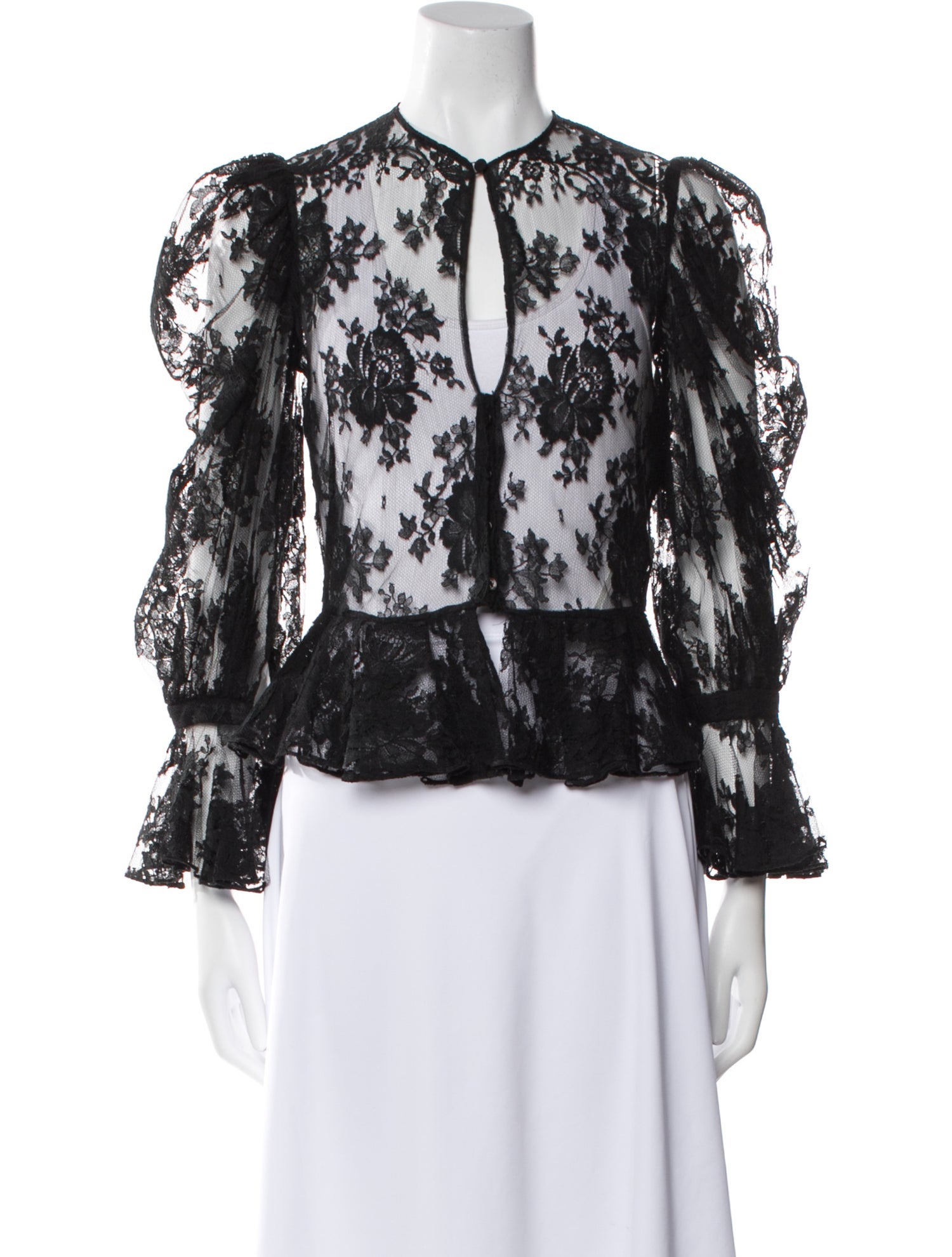 Alexander McQueen Lace Pattern Crew Neck Blouse