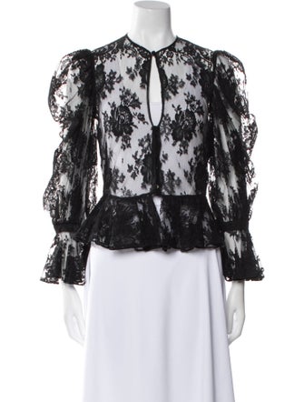 Alexander McQueen Lace Pattern Crew Neck Blouse