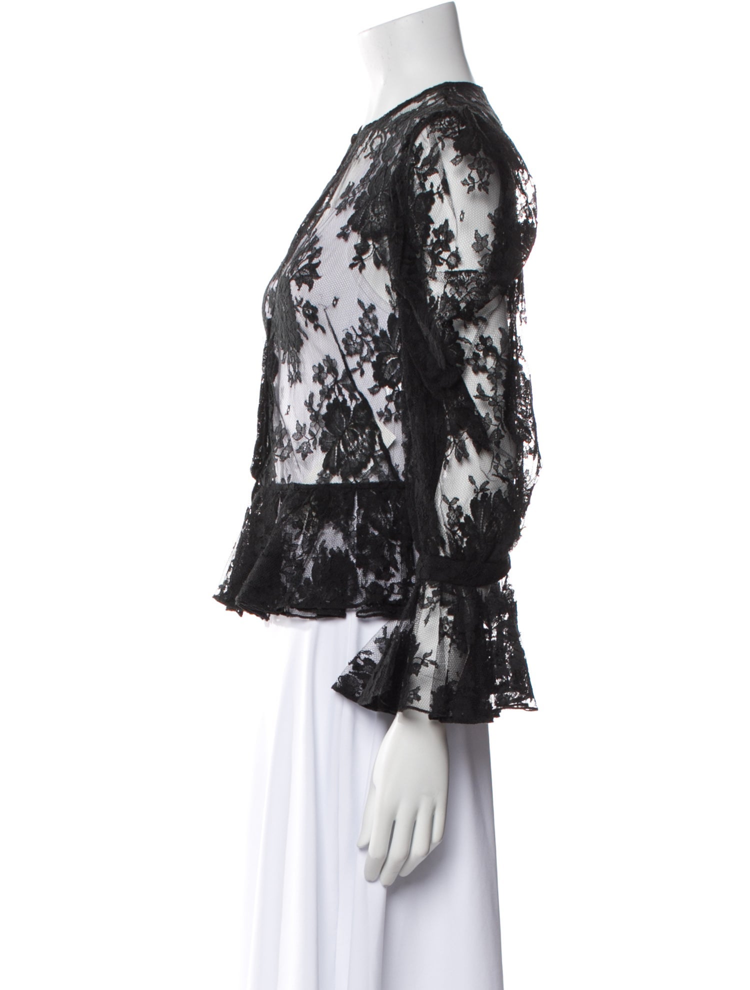 Alexander McQueen Lace Pattern Crew Neck Blouse