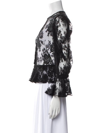 Alexander McQueen Lace Pattern Crew Neck Blouse