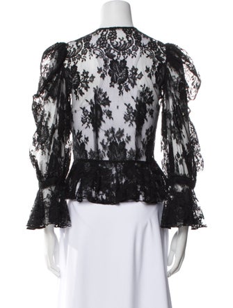 Alexander McQueen Lace Pattern Crew Neck Blouse
