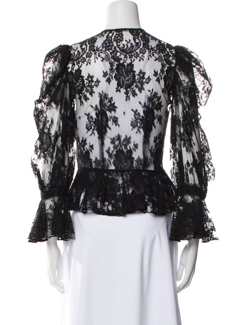Alexander McQueen Lace Pattern Crew Neck Blouse