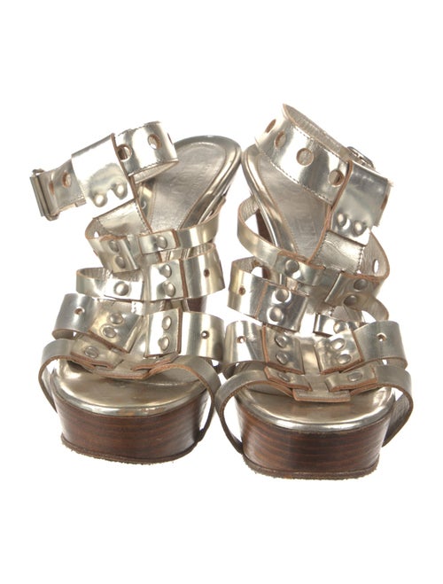 Alexander McQueen Leather Colorblock Pattern Sandals