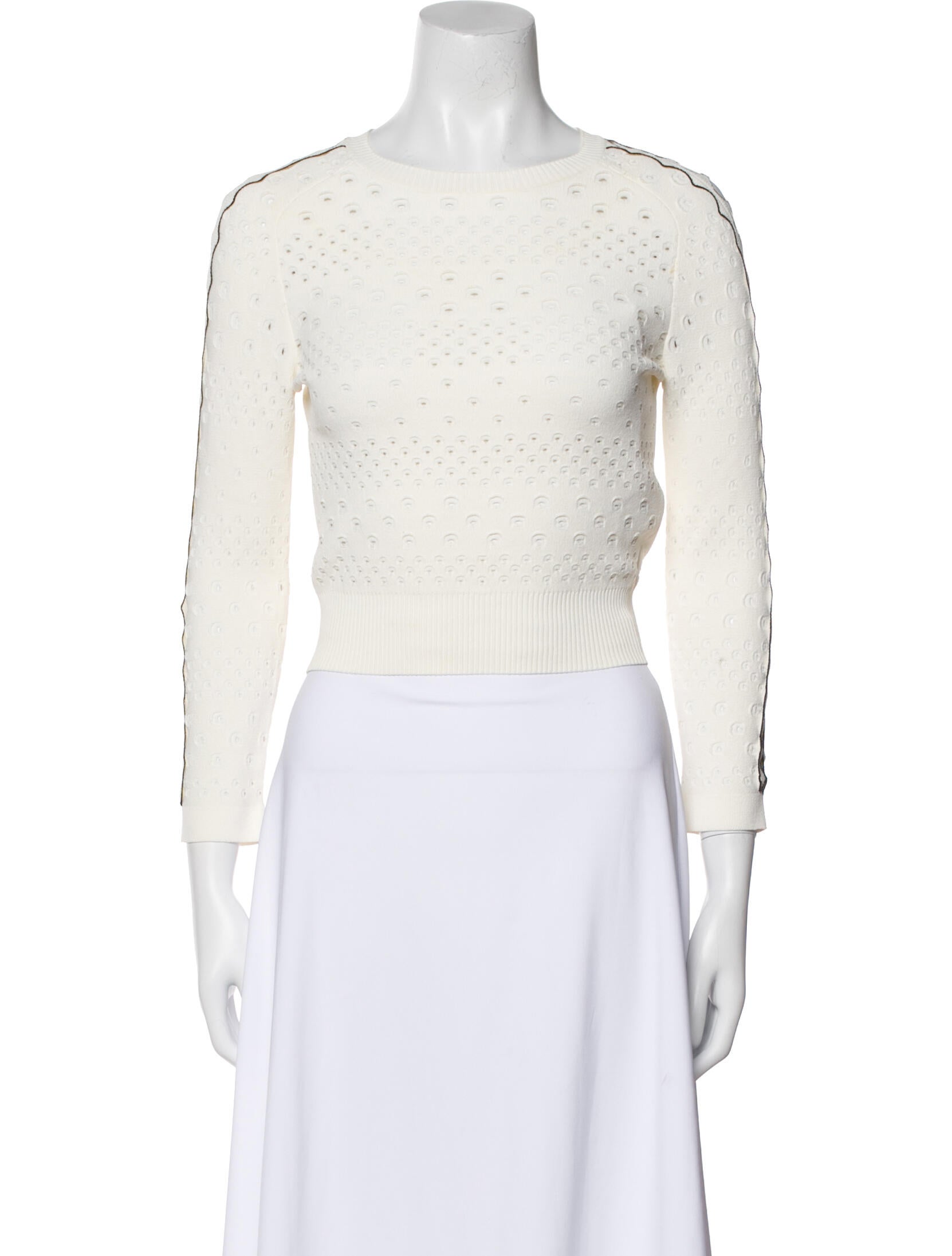 Alexander McQueen Crew Neck Three-Quarter Sleeve Crop Top