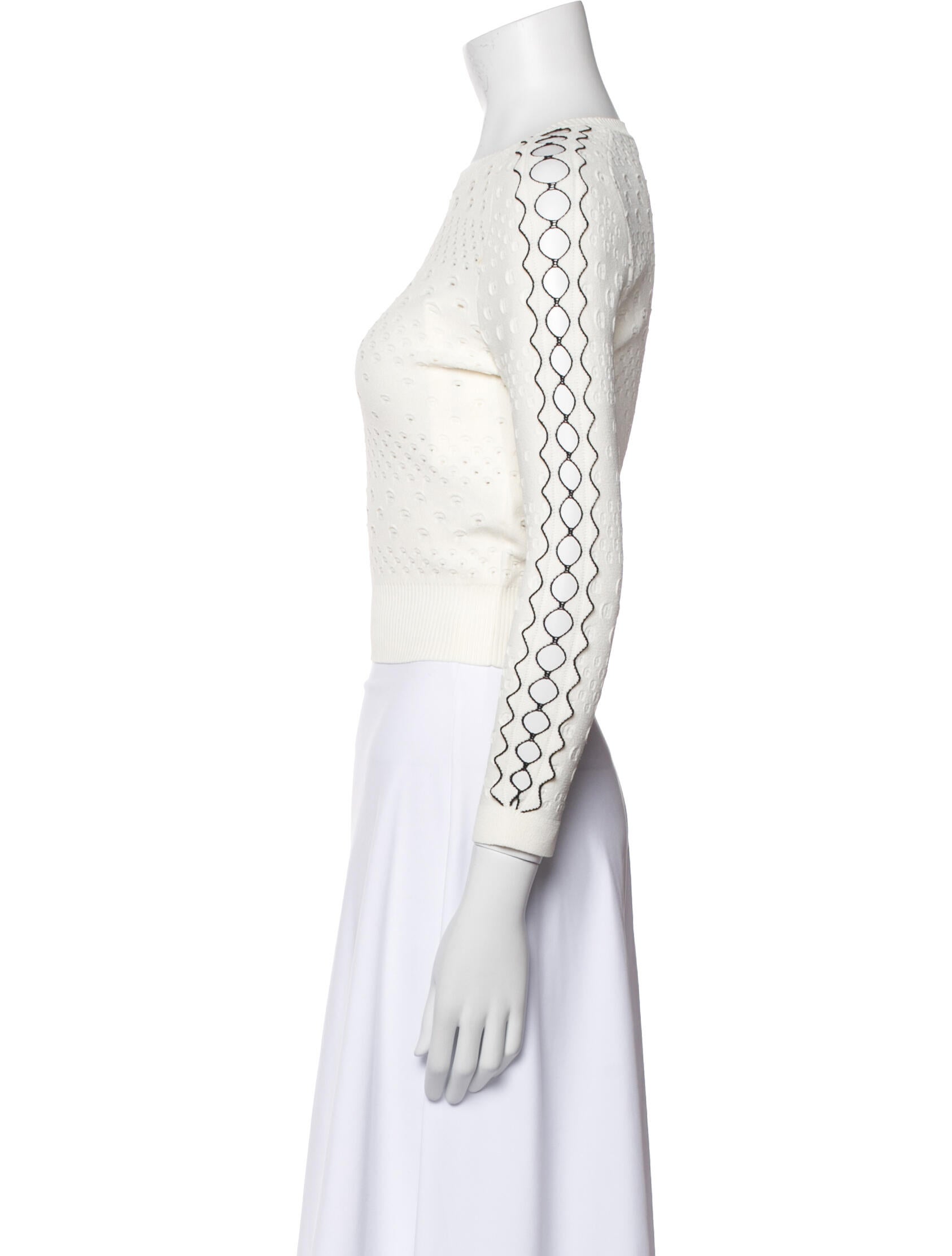 Alexander McQueen Crew Neck Three-Quarter Sleeve Crop Top