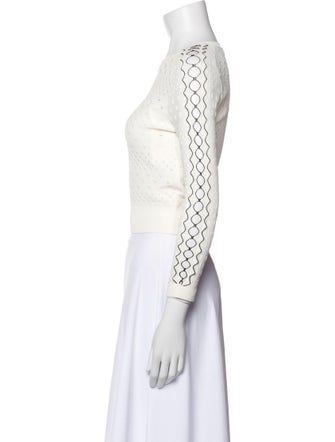 Alexander McQueen Crew Neck Three-Quarter Sleeve Crop Top