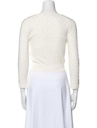 Alexander McQueen Crew Neck Three-Quarter Sleeve Crop Top