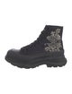 Alexander McQueen Canvas Crystal Embellishments Combat Boots