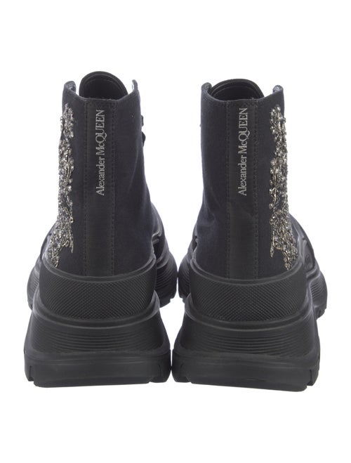 Alexander McQueen Canvas Crystal Embellishments Combat Boots