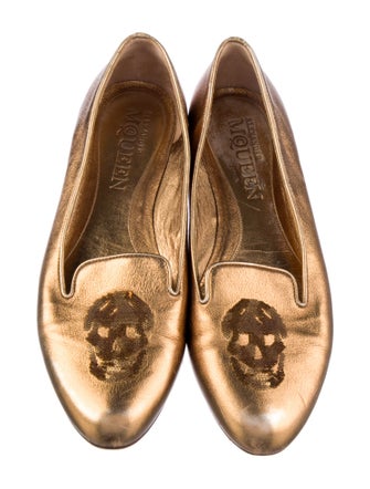 Alexander McQueen Leather Sequin Embellishments Loafers