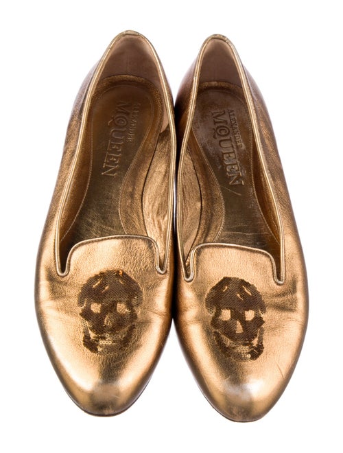 Alexander McQueen Leather Sequin Embellishments Loafers