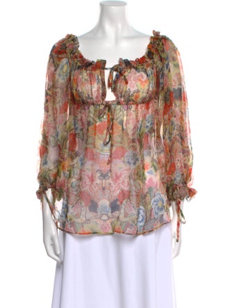 Alexander McQueen Silk Floral Print Blouse