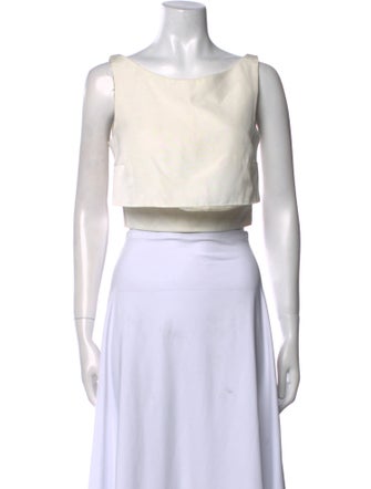 Alexander McQueen Bateau Neckline Sleeveless Crop Top
