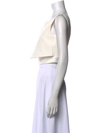 Alexander McQueen Bateau Neckline Sleeveless Crop Top