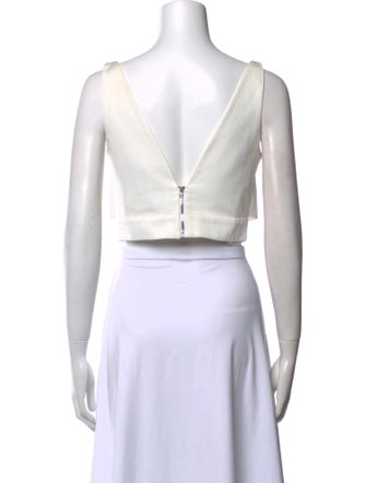 Alexander McQueen Bateau Neckline Sleeveless Crop Top