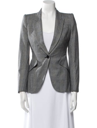 Alexander McQueen Virgin Wool Plaid Print Blazer