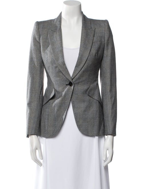 Alexander McQueen Virgin Wool Plaid Print Blazer