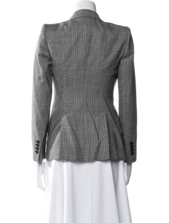 Alexander McQueen Virgin Wool Plaid Print Blazer