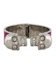 Alexander McQueen Leather & Crystal Twin Skull Cuff Bracelet