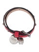 Alexander McQueen Leather Studded Skull Charm Double Wrap Bracelet