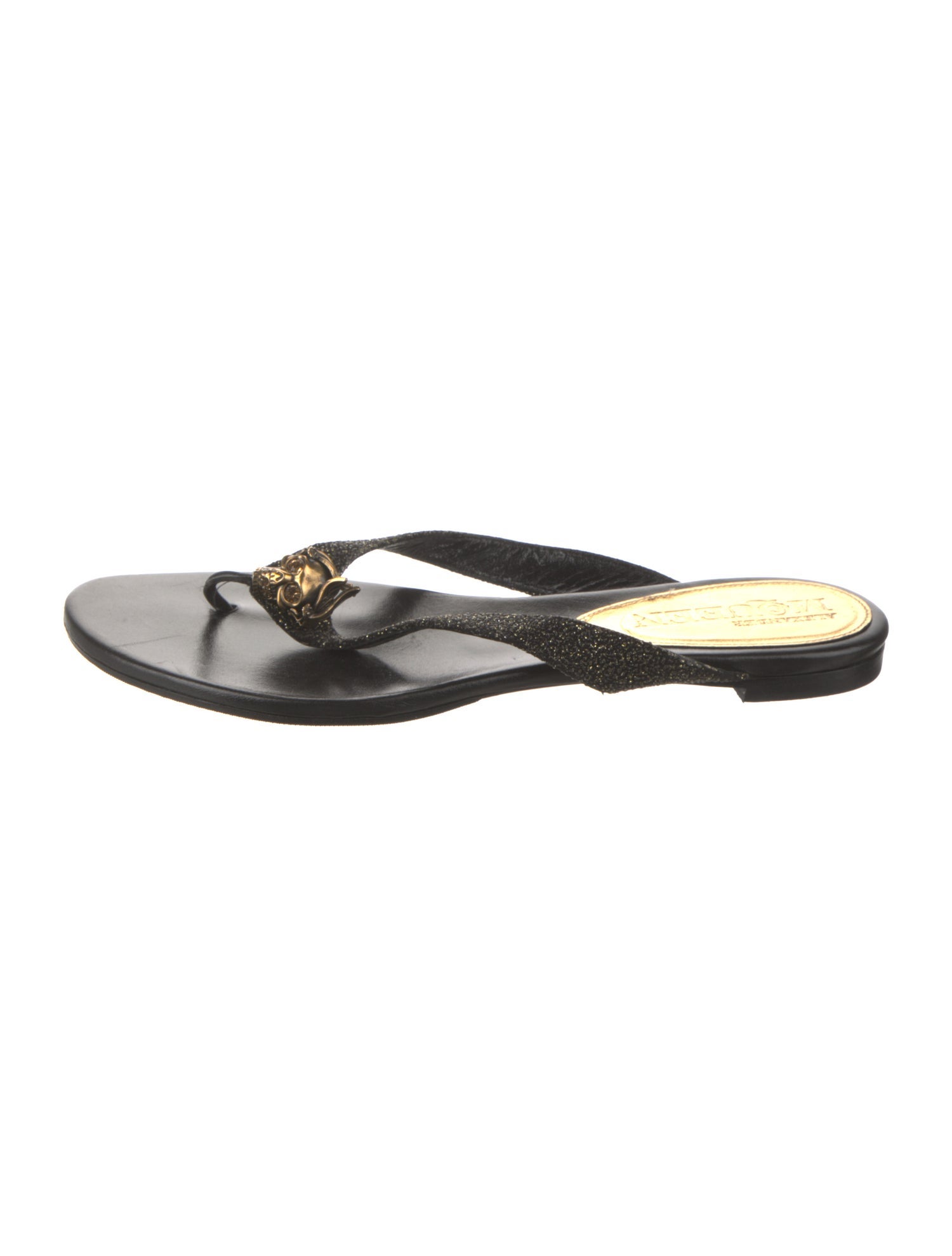 Alexander McQueen Skull Leather Flip Flops